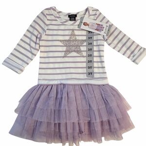 Zunie Lavender and White Striped Star Tulle Dress size 3T